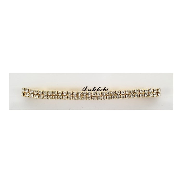 A001 | Gold Double Row Rhinestone Stretch Anklet | Hair to Beauty.