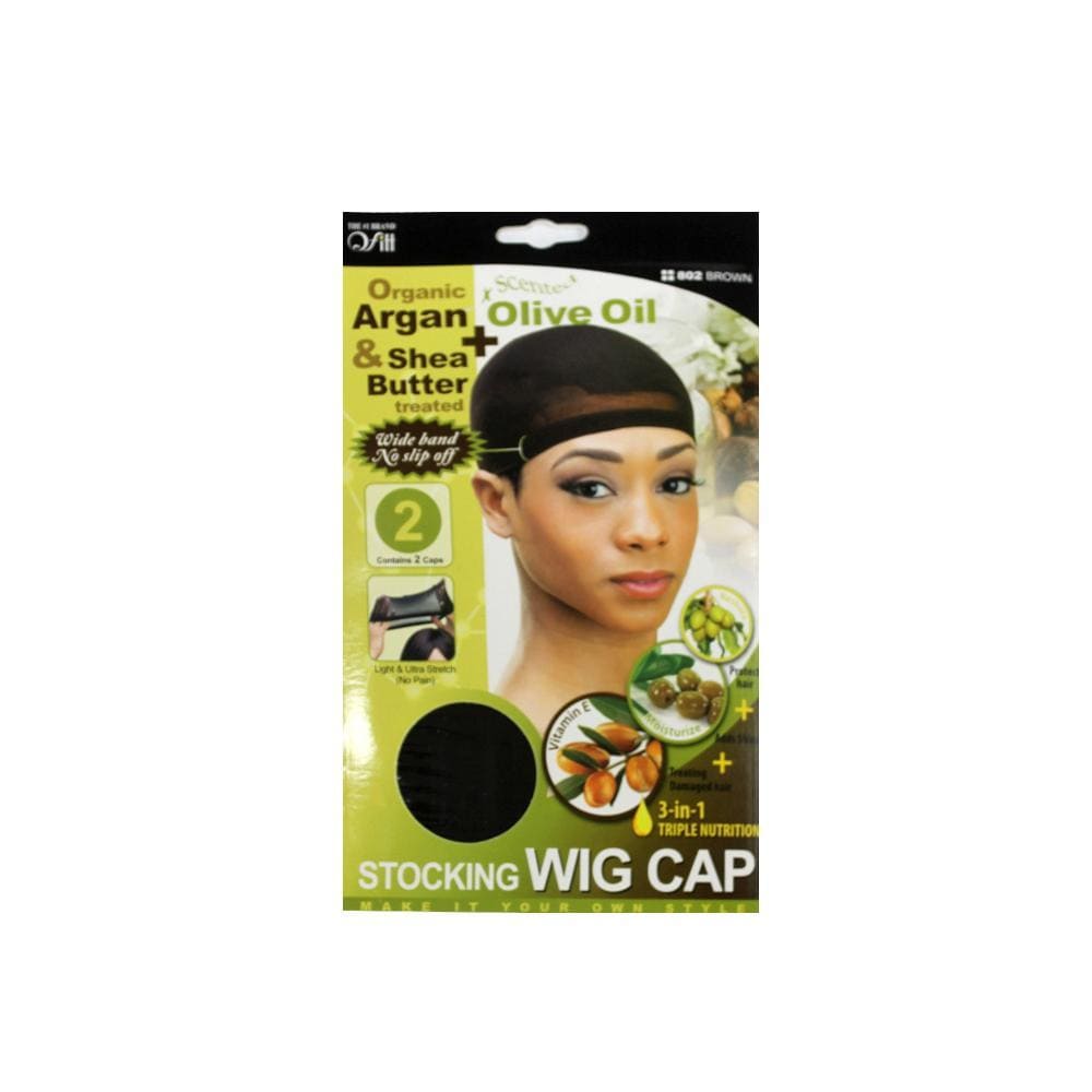 QFITT Argan Olive Oil Shea Butter Stocking Wig Cap Brown 802