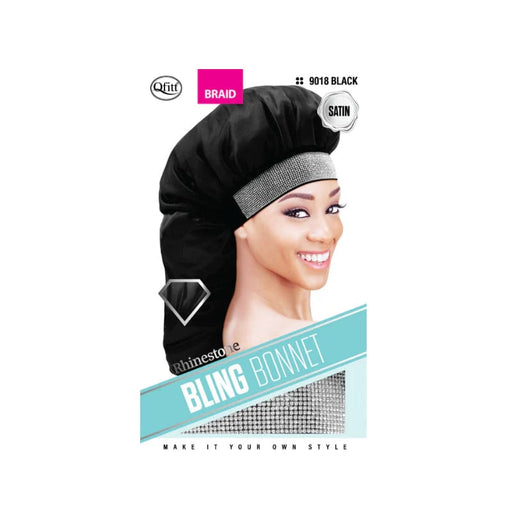 Qfitt | Bling Satin Braid Bonnet - Rhinestone