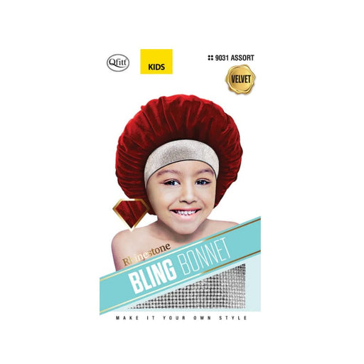 Qfitt | Bling Velvet Kids Bonnet - Rhinestone