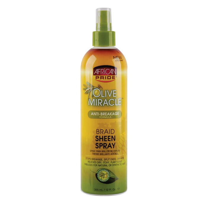 AFRICAN PRIDE | Olive Miracle Braid Sheen Spray 12oz | Hair to Beauty.