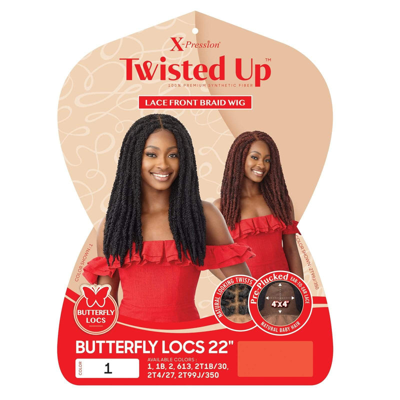 BUTTERFLY LOCS 22″ | Outre X-Pression Twisted Up Synthetic 4X4 Lace Front Braid Wig | Hair to Beauty.