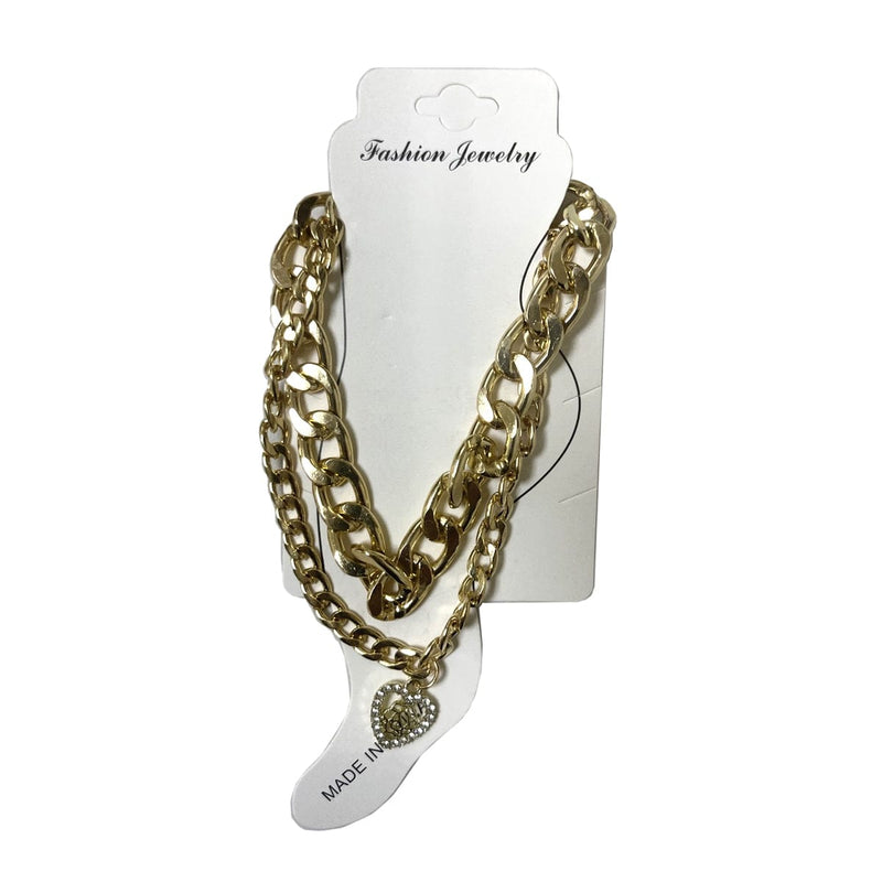 BE U | Gold Heart & Flower Thick Chain Anklet - Hair to Beauty.