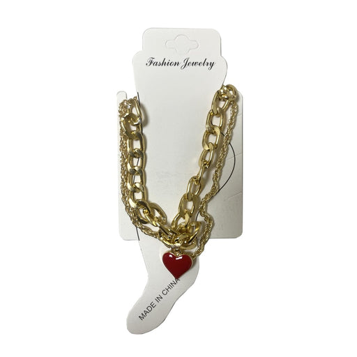 BE U | Gold Red Heart Thick Chain Anklet - Hair to Beauty.