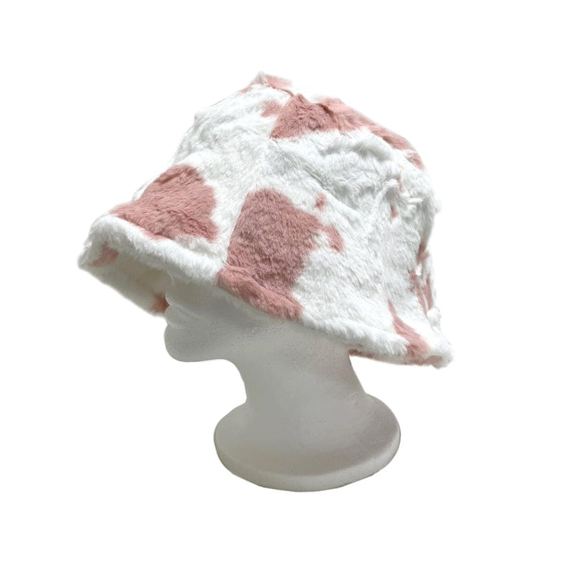 BE U | Faux Fur Cow Printed Bucket Hat - Hair to Beauty.