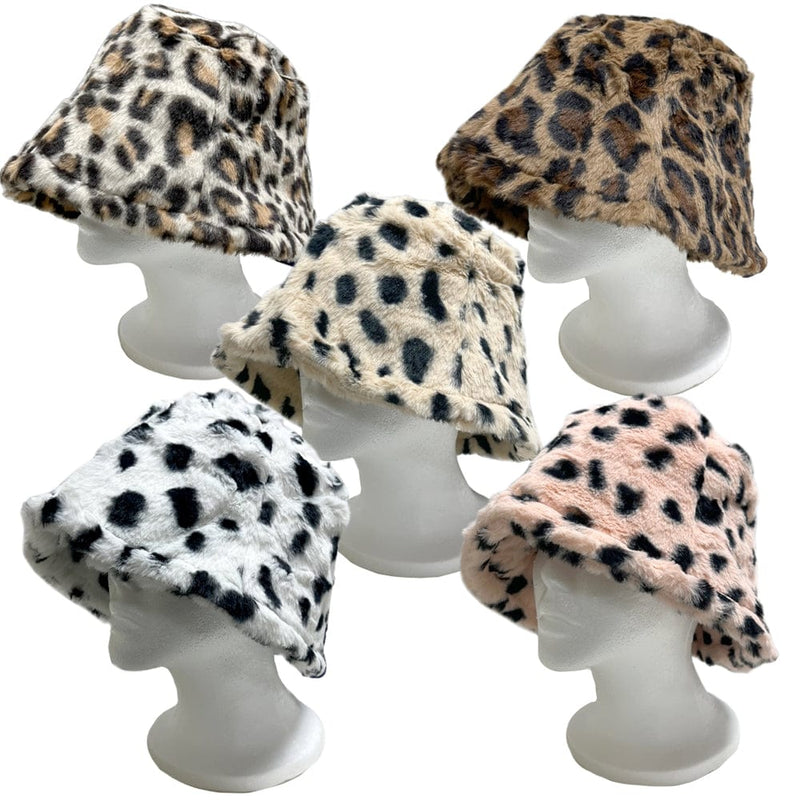 BE U | Faux Fur Animal Printed Bucket Hat - Hair to Beauty.