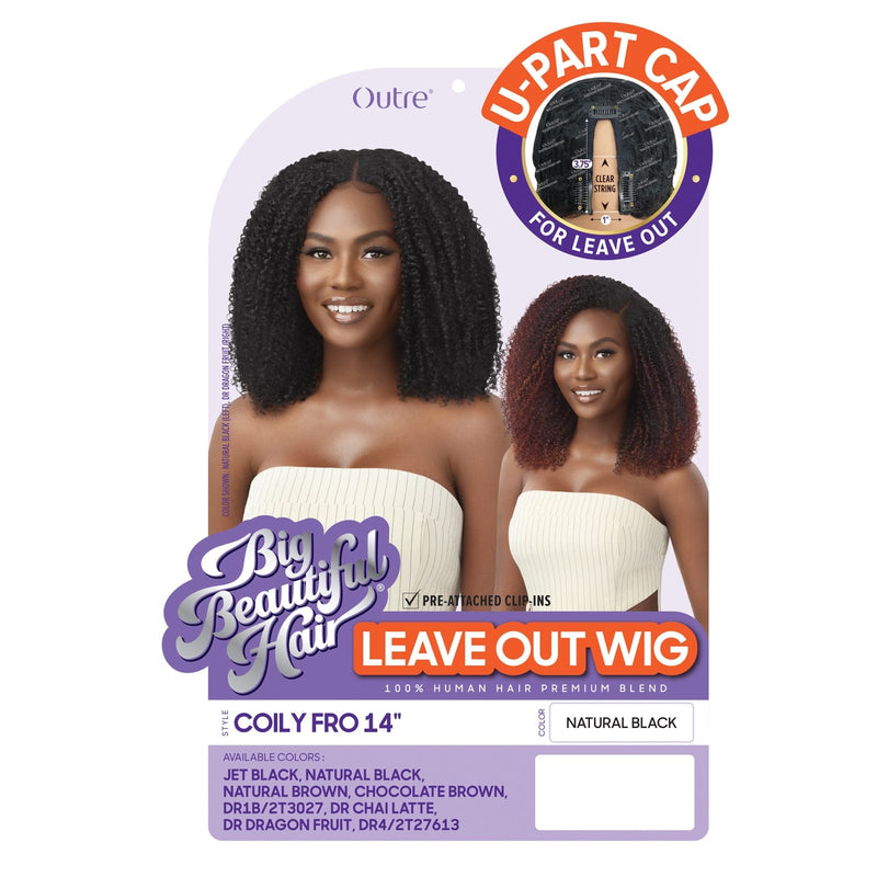 COILY FRO 14" | Outre Big Beautiful Human Hair Blend U Part Cap Leave Out Wig | Hair to Beauty.