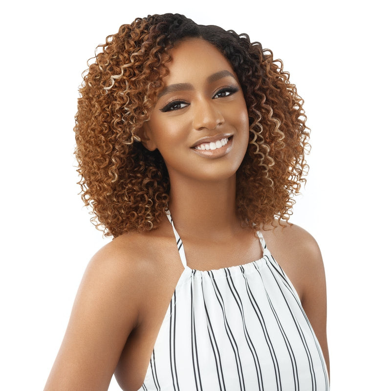 CURLY TWIST 14" | Outre Big Beautiful Human Hair Blend U Part Cap Leave Out Wig | Hair to Beauty.
