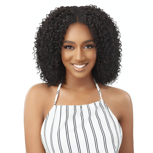 CURLY TWIST 14" | Outre Big Beautiful Human Hair Blend U Part Cap Leave Out Wig | Hair to Beauty.