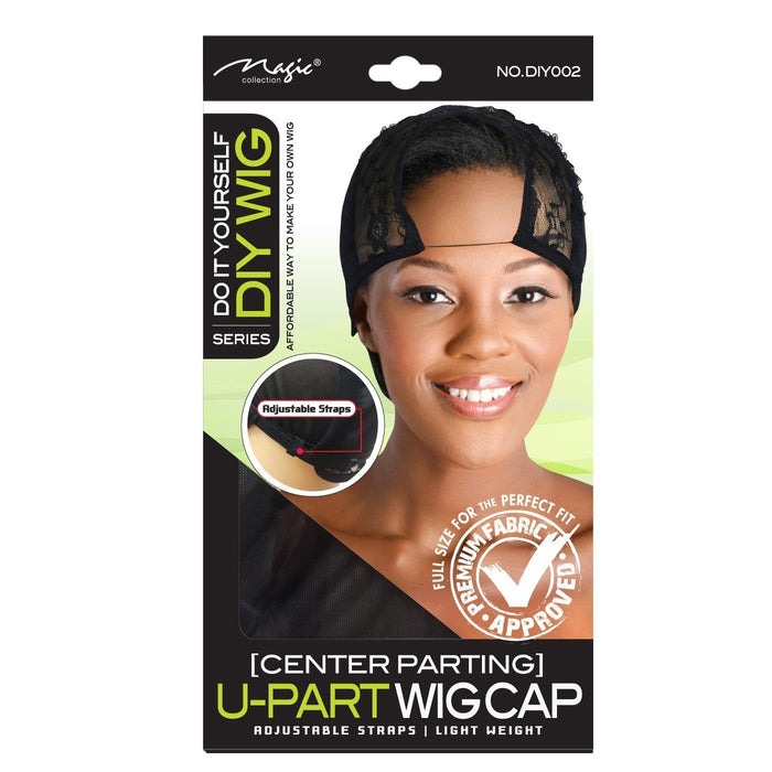 MAGIC DIY WIG Center Parting U-Part Wig CAP BLACK Full Size Adjustable  Strap NEW