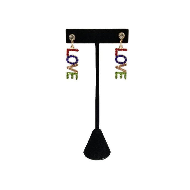E1018 | Rhinestone Love Rainbow Color Earring | Hair to Beauty.