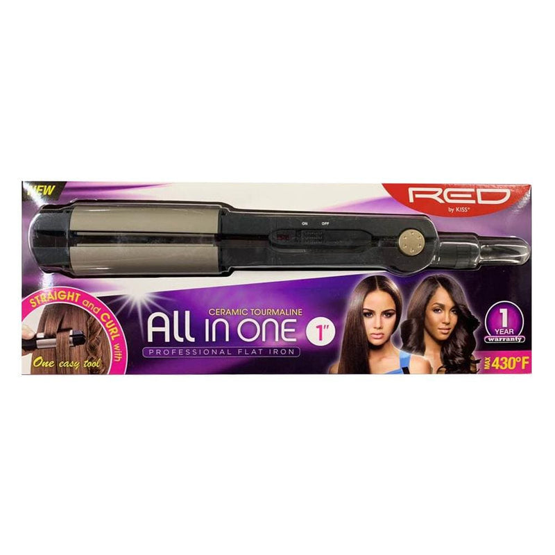 RED BY KISS | Ceramic Tourmaline All in One 1" Professional Flat Iron | Hair to Beauty.