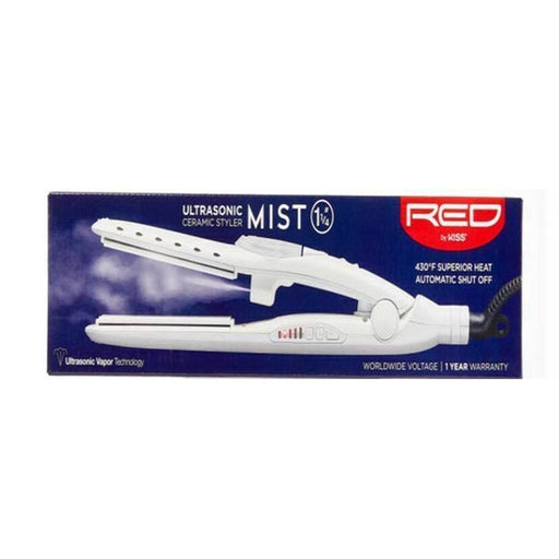 RED BY KISS | Ultrasonic Ceramic Styler Mist 1 1/4" Hair Flat Iron | Hair to Beauty.