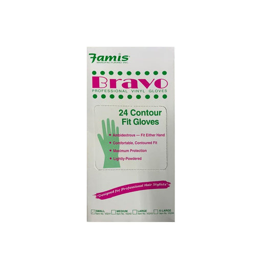 FAMIS | Bravo Professional Vinyl Gloves 24 Gloves | Hair to Beauty.