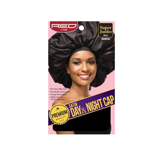 RED BY KISS | Satin Day & Night Cap Super Jumbo Black - HDNP02 | Hair to Beauty.