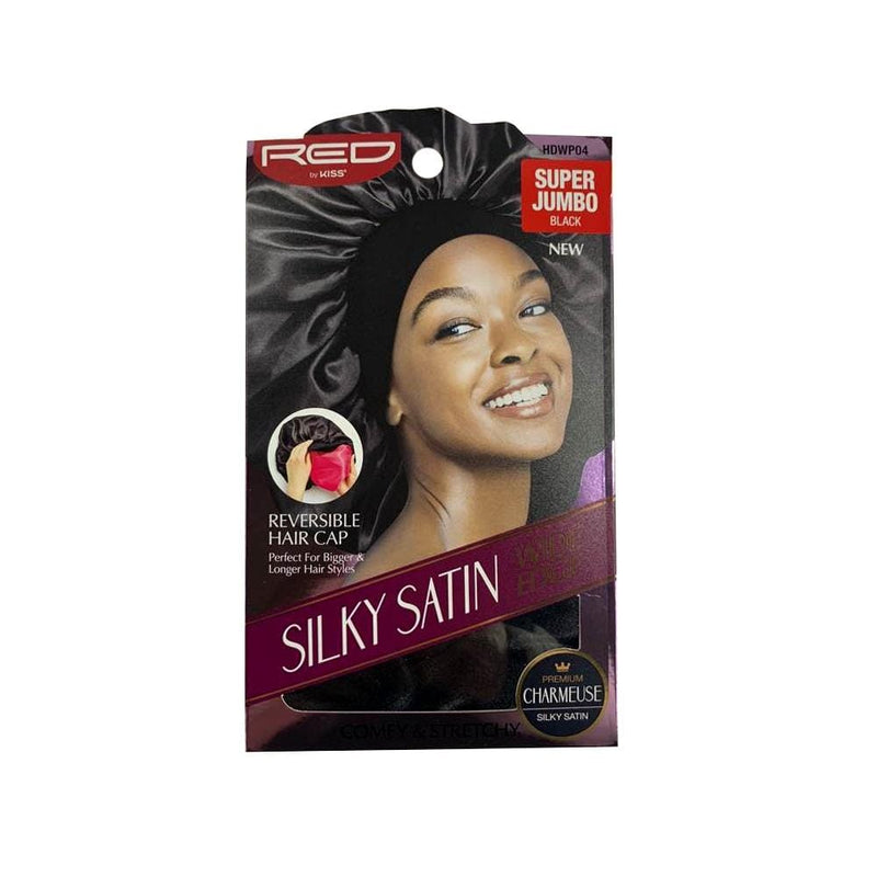 RED BY KISS | Silky Satin Wide Edge Cap Super Jumbo Black- HDWP04 | Hair to Beauty.
