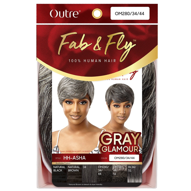 HH- ASHA | Outre Fab & Fly Gray Glamour Unprocessed Human Hair Wig