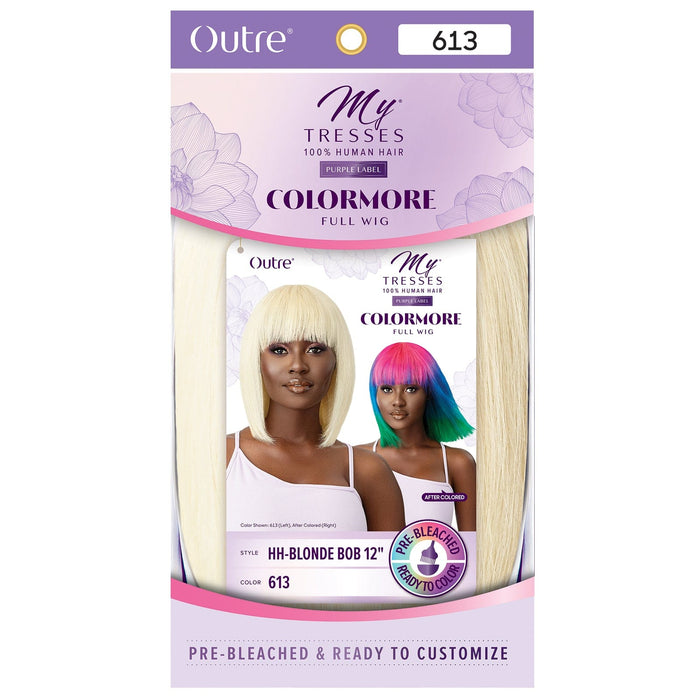 BLONDE BOB 12" | Outre Mytresses Purple Label Color More Human Hair Full Wig | Hair to Beauty.