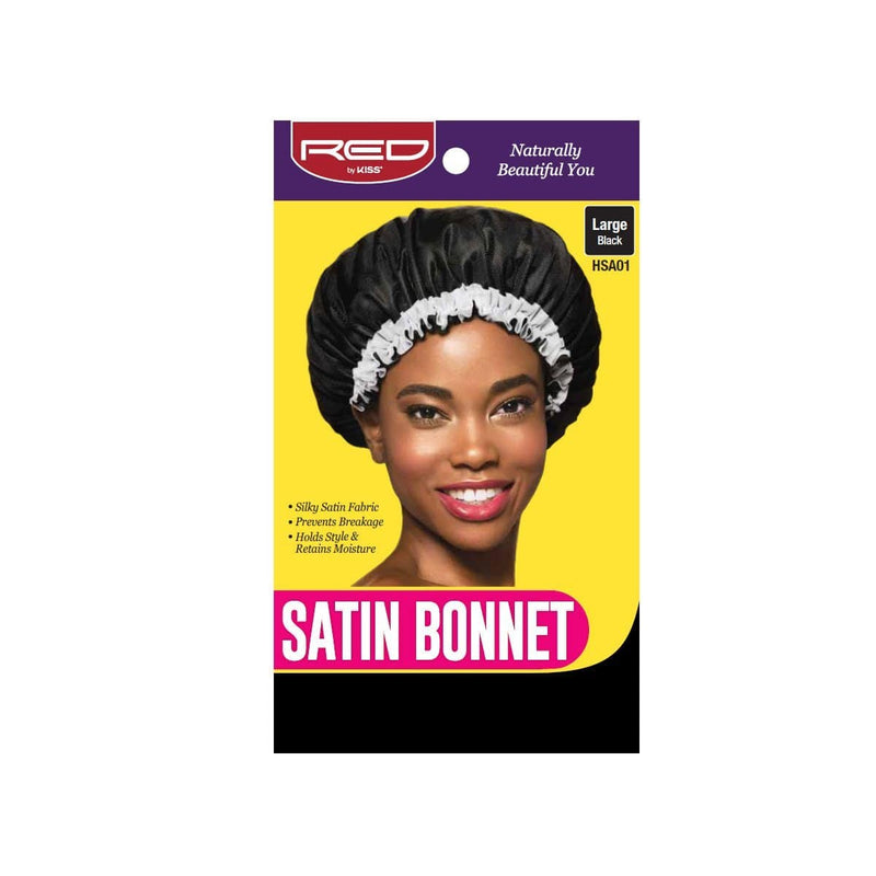 RED BY KISS | Satin Bonnet Large Black - HSA01 | Hair to Beauty.
