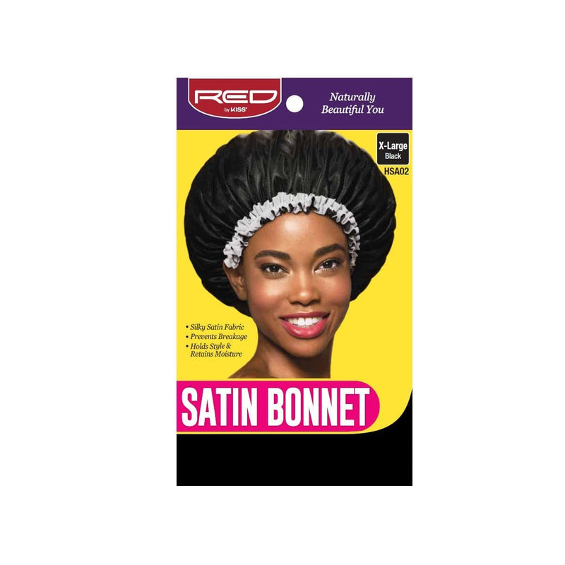 RED BY KISS | Satin Bonnet X-Large Black - HSA02 | Hair to Beauty.