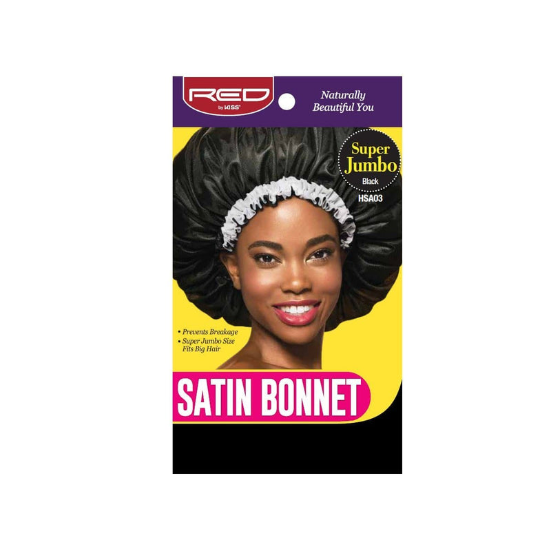 RED BY KISS | Satin Bonnet Super Jumbo Black - HSA03 | Hair to Beauty.