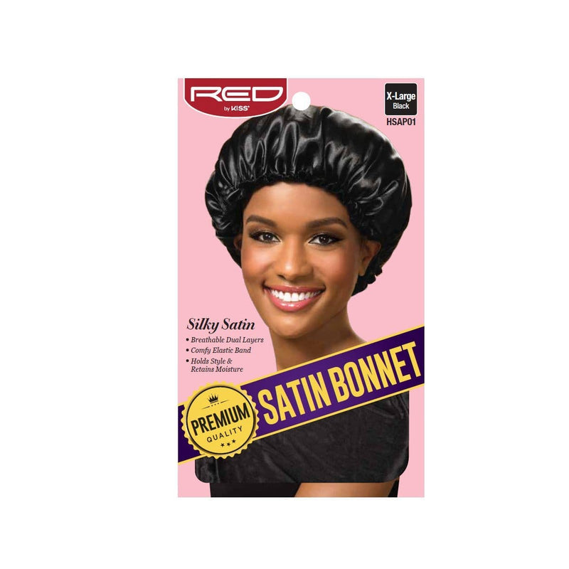 RED BY KISS | Satin Bonnet Black - HSAP01 | Hair to Beauty.