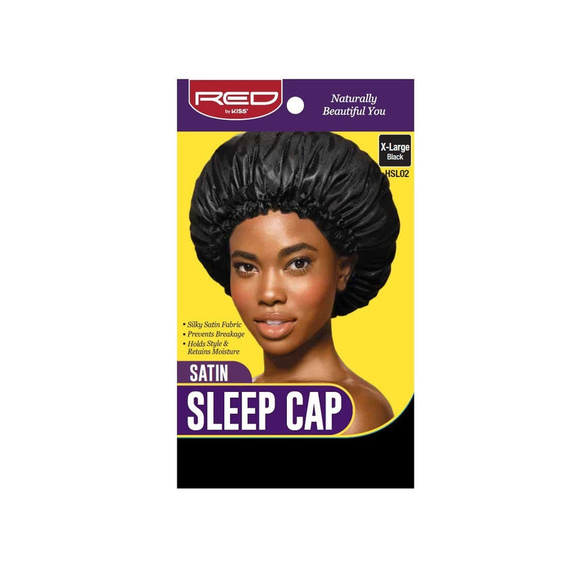 RED BY KISS | Satin Sleep Cap X-Large Black - HSL02 | Hair to Beauty.