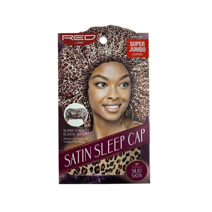 RED BY KISS | Satin Sleep Cap Super Jumbo Leopard - HSLP04 | Hair to Beauty.