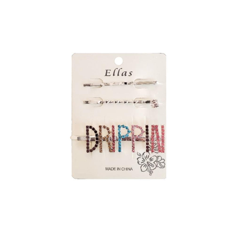 DRIPPIN | Colorful Rhinestone Hair Pin 3PCS Silver | Hair to Beauty.