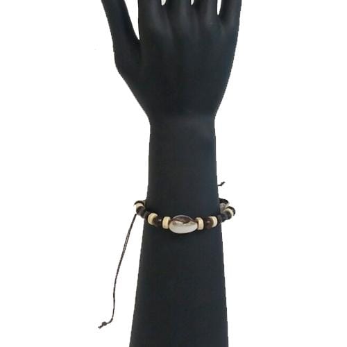 B0058 | Adjustable Neutral Color Beads and Cowrie Shell Bracelet | Hair to Beauty.