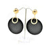 E0112 | Black Wooden Disc with Rhinestone Ring Earrings | Hair to Beauty.