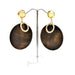 E0206 | Dark Brown Wooden Disc with Rhinestone Ring Earrings | Hair to Beauty.