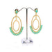 E0240 | Gold Double Oval Hoop Earrings with Teal Gems | Hair to Beauty.