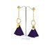 E0276 | Silver Earring with Dangling Purple Wooden Fan | Hair to Beauty.