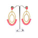 E0282 | Gold Double Oval Hoop Earrings with Pink Gems | Hair to Beauty.