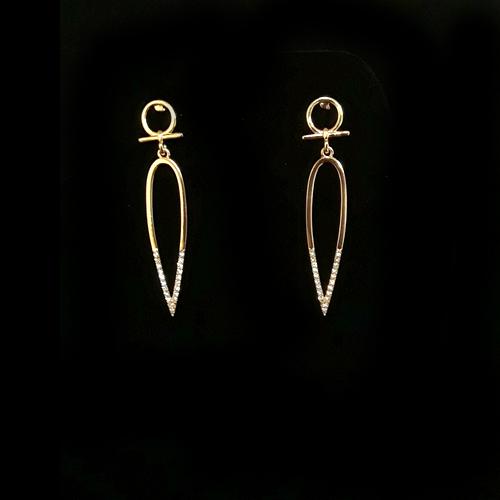 E0472 | Gold Inverted Teardrop Dipped in Rhinestone | Hair to Beauty.