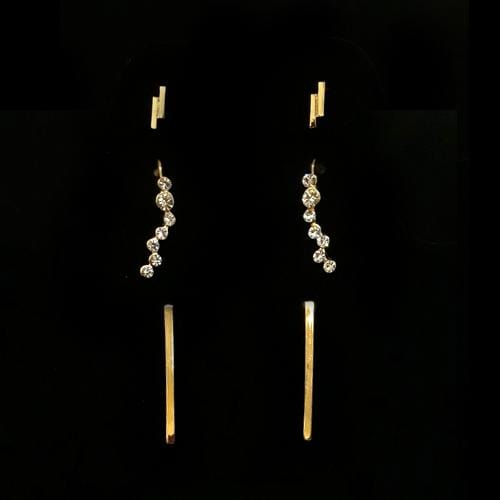 E0589 | 3 Sets of Minimalist Gold Earrings | Hair to Beauty.