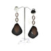 E0771 | Silver Dangly Two-Tone Dark Brown Wooden Earrings | Hair to Beauty.