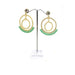 E0773 | Gold Double Textured Hoop with Teal Gems Earrings | Hair to Beauty.