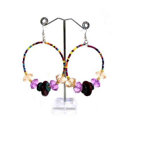 E0789 | Retro Beaded Hoop Earrings | Hair to Beauty.