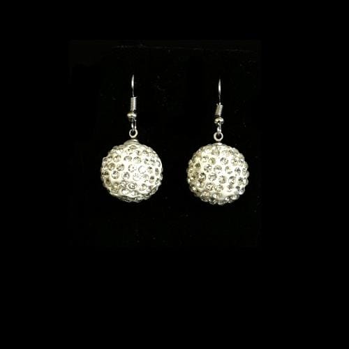 E0835 | White Crystal Ball Statement Earrings | Hair to Beauty.