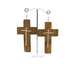 E0851 | Light Brown Wooden Cross Earring with Rhinestones | Hair to Beauty.