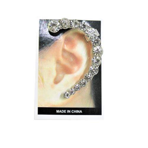 EC0005 | Rhinestone Studded Silver Crescent Earring Cuff | Hair to Beauty.
