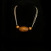 N0055 | Gold Curb Chain with Natural Wooden Beads Necklace | Hair to Beauty.