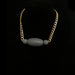 N0144 | Gold Curb Chain with Grey Wooden Beads Necklace | Hair to Beauty.