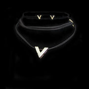 S0106 | Choker with V Charm & Earrings Set | Hair to Beauty.