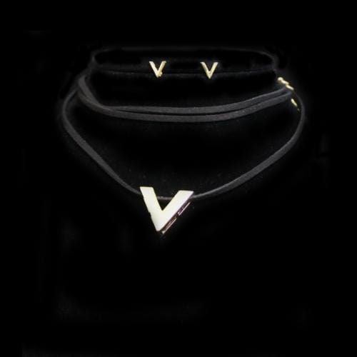 S0106 | Choker with V Charm & Earrings Set | Hair to Beauty.