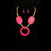 S0140 | Pink Wooden Statement Necklace & Earring Set | Hair to Beauty.