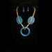 S0143 | Blue Wooden Statement Necklace & Earring Set | Hair to Beauty.