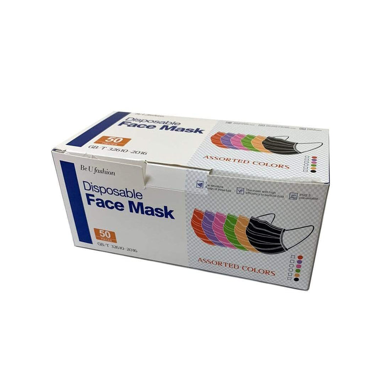 BE U | Assorted Colors Disposable Face Mask 50 Pcs | Hair to Beauty.